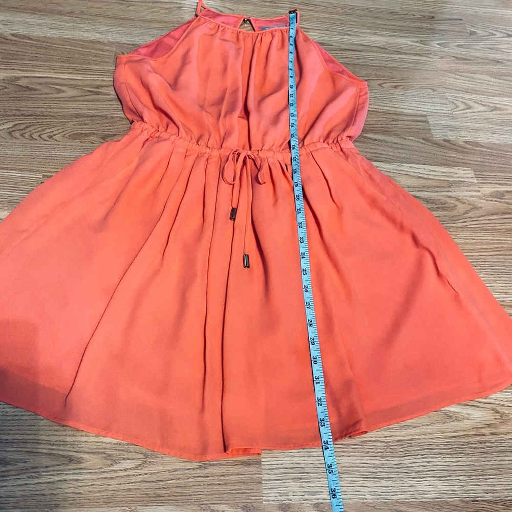 Sz 10P Banana Republic 🍊 Tangerine Orange Halter Flowy Mini Dress - Picture 5 of 7